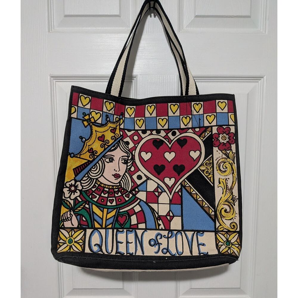 Brighton Queen of Love Canvas Utility Tote Bag Tom Clancy Tattoo Heart Art - Picture 3 of 11